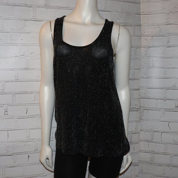 🖤✨🌌 Sparkle Tank by Twenty-One · Black & Silver · Size L - Picture 1 of 7
